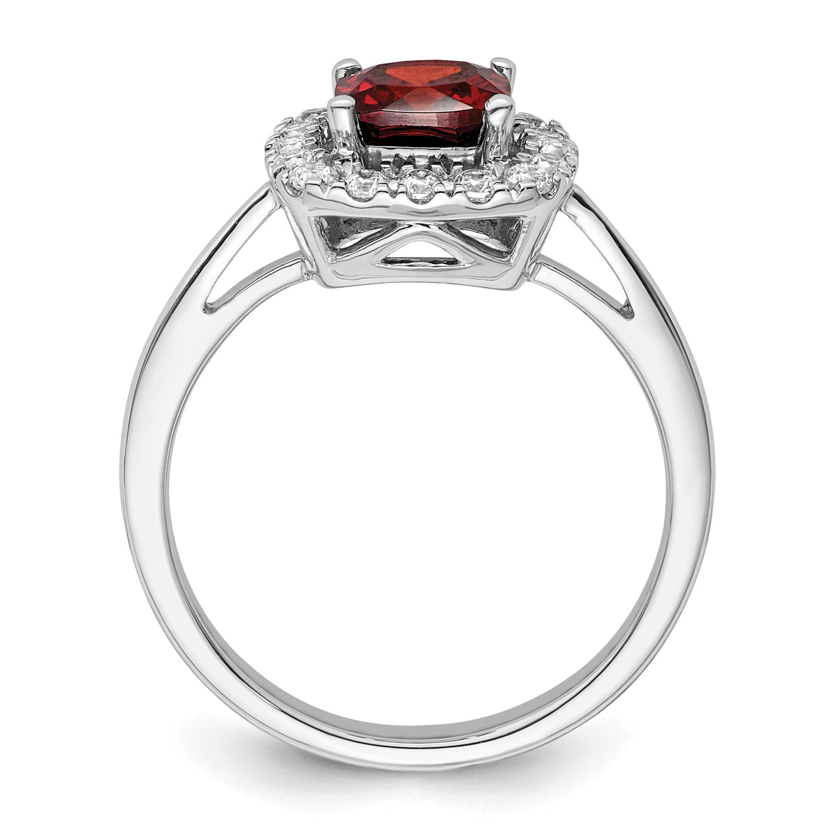 10K White Gold Lab Grown VS/SI FGH Dia and Garnet Halo Ring
