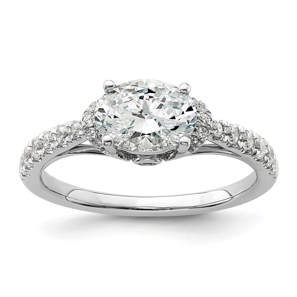 14kw 1/3ct Lab Grown Diamond VS/SI+ G+ 1ct East-West Oval Semi Eng Ring