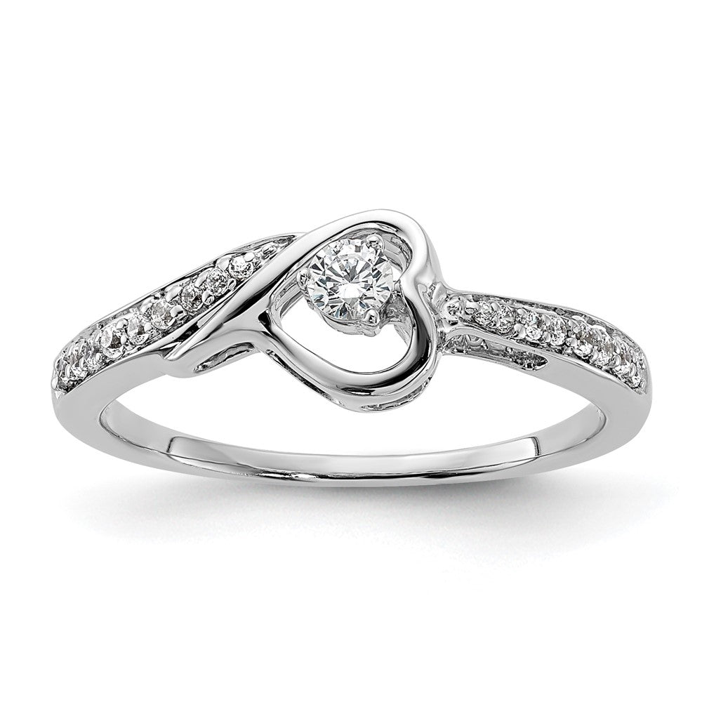14k White Gold 1/5ct Lab Grown Diamond VS/SI+ G+ Comp Petite Eng Ring