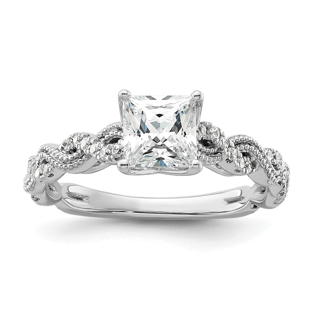 14k White Gold 1/5 ct Lab Grown Dia VS/SI+ G+ 1 ct Princess Semi Eng Ring