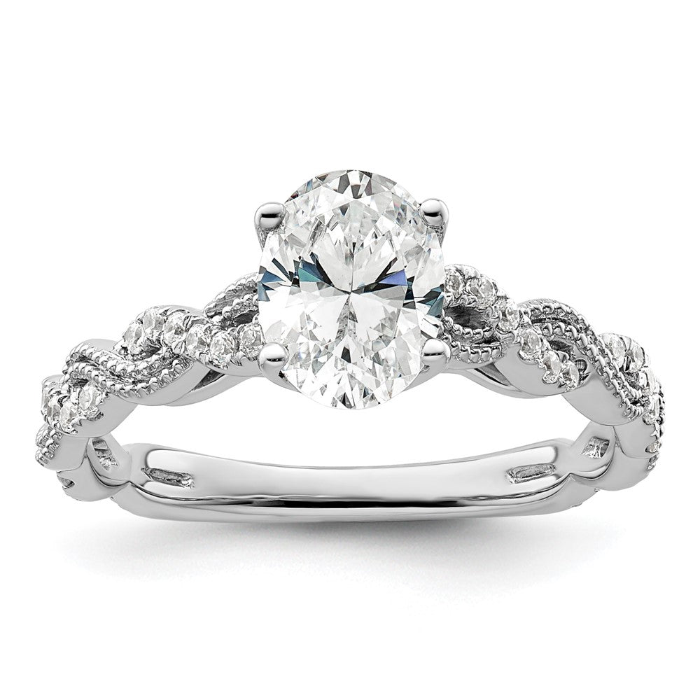 14k White Gold 1/5 ct Lab Grown Diamond VS/SI+ G+ 1 ct Oval Semi Eng Ring