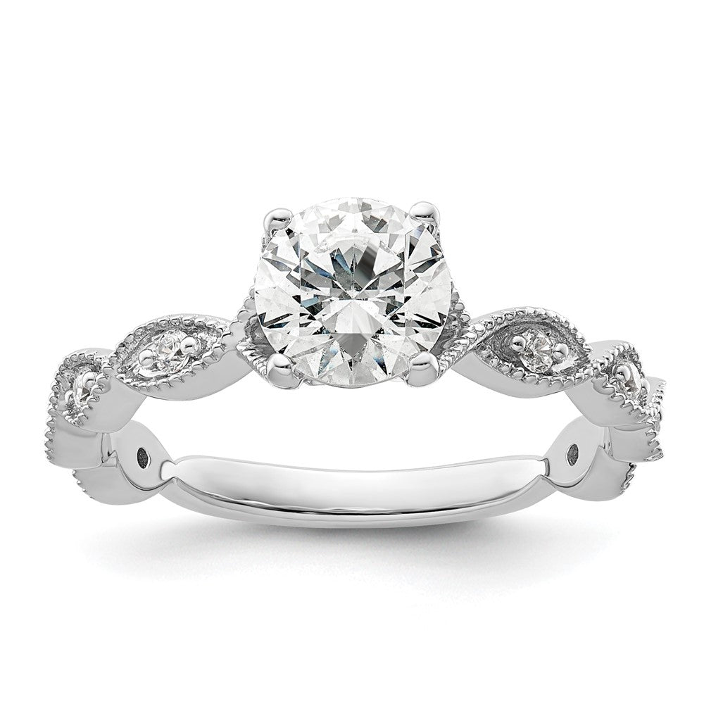 14k White Gold 1/8 ct Lab Grown Diamond VS/SI+ G+ 1 ct Center Semi Eng Ring