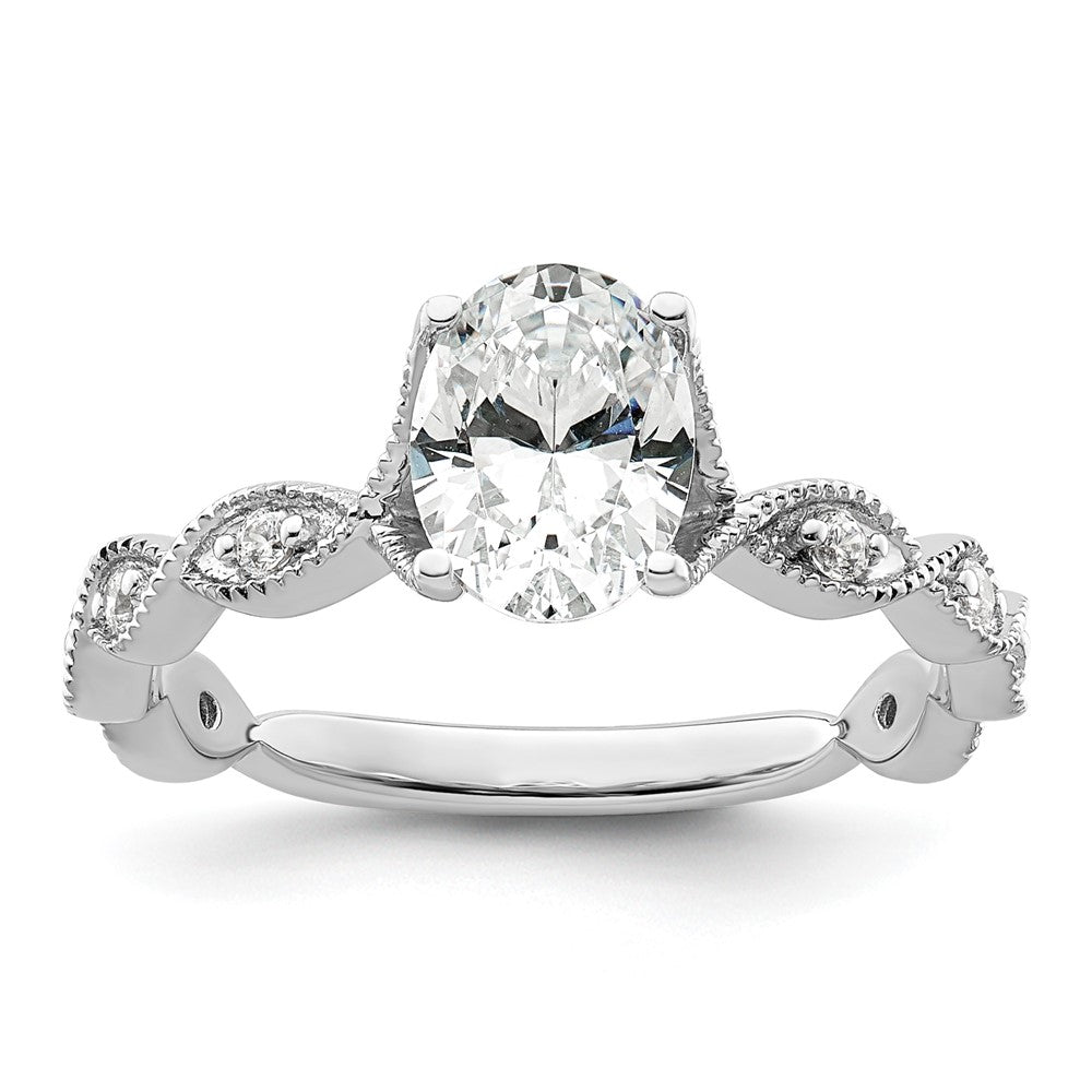 14kw 1/8ct Lab Grown Diamond VS/SI+ G+ 1ct Center Oval Semi Eng Ring