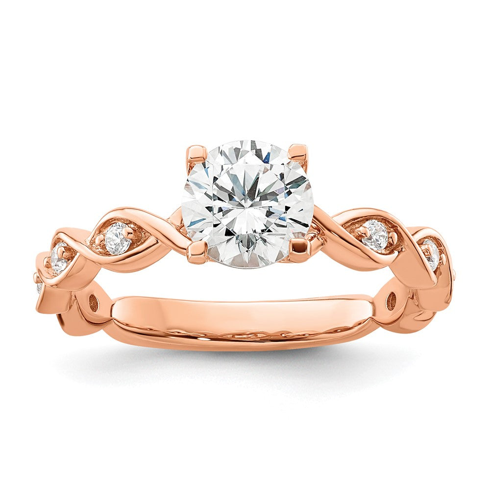 14k Rose Gold 1/6 ct Lab Grown Diamond VS/SI+ G+ 1 ct Center Semi Eng Ring