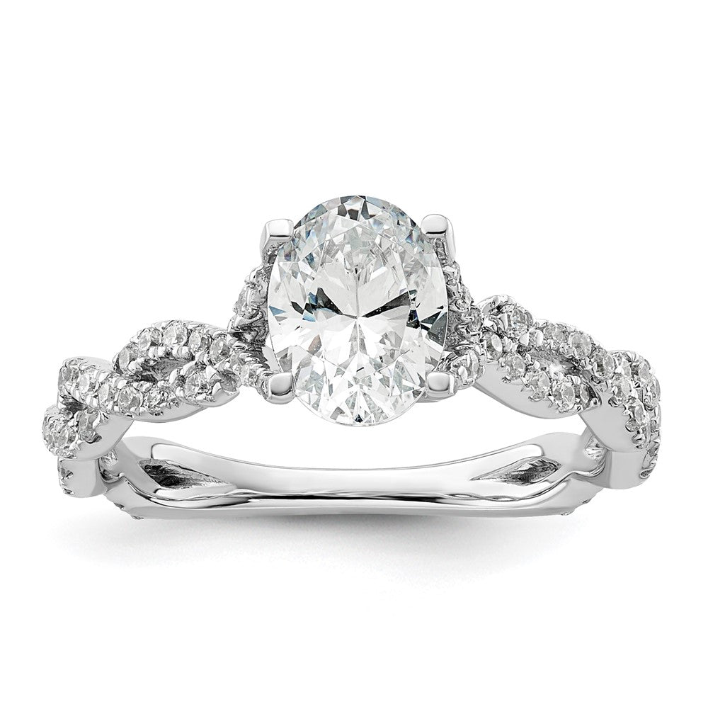 14kw 3/8ct Lab Grown Diamond VS/SI+ G+ 1ct Center Oval Semi Eng Ring