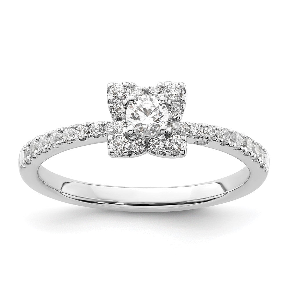 14k White Gold 3/8 ct Lab Grown Diamond VS/SI+ G+ Comp Halo Eng Ring