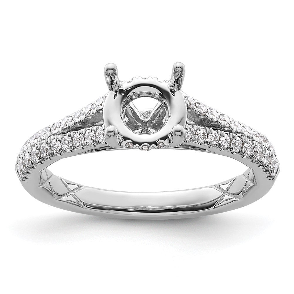 14k White Gold 1/3ct Lab Grown Dia VS/SI+ G+ 1 1/4ct Round Semi Eng Ring