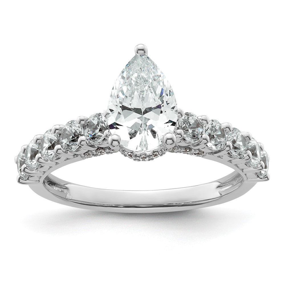 14kw 1ct Lab Grown Diamond VS/SI+ G+ 1ct Pear Center Semi Eng Ring