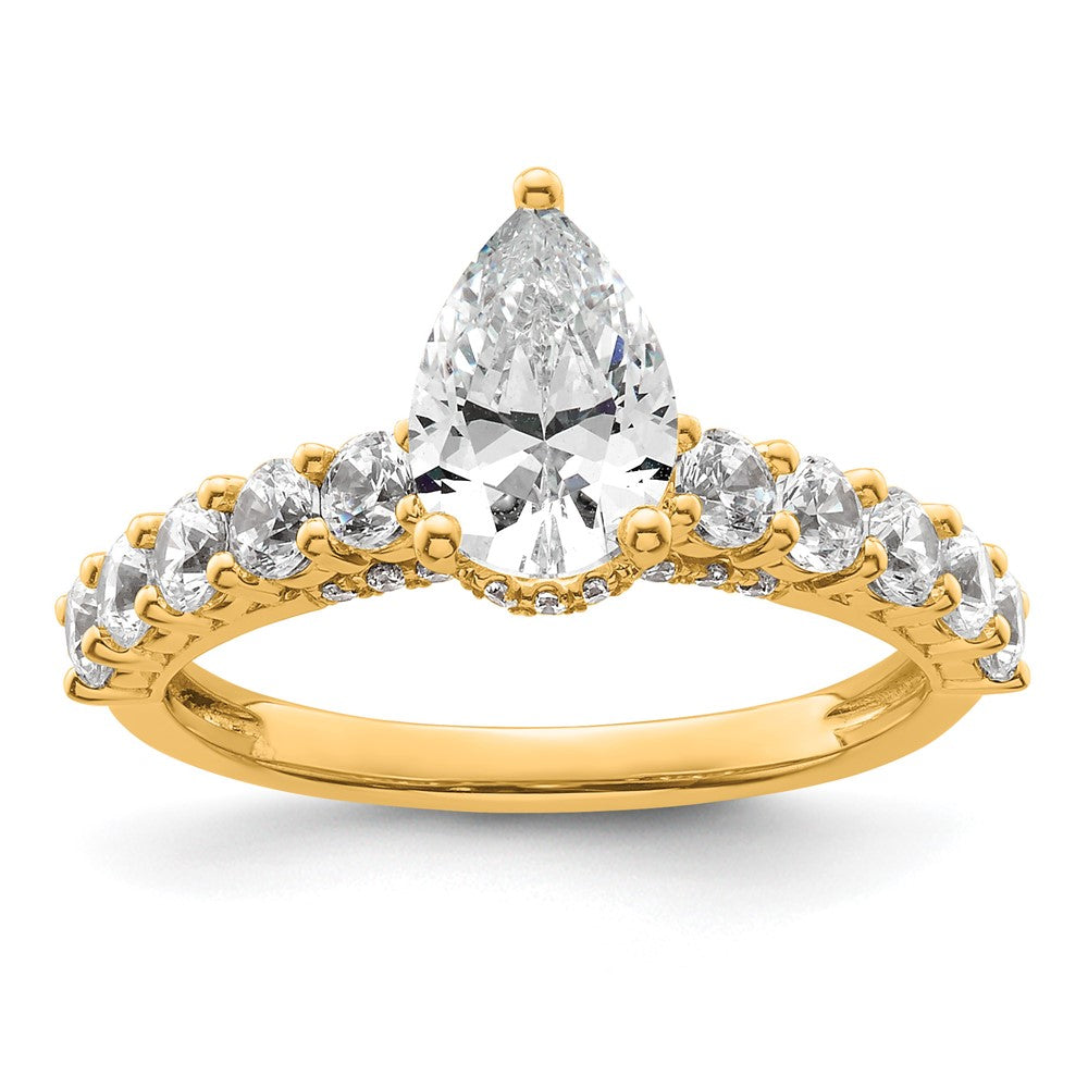 14k 2ct Certified Lab Grown Diamond VS/SI+ G+ Pear Comp Eng Ring