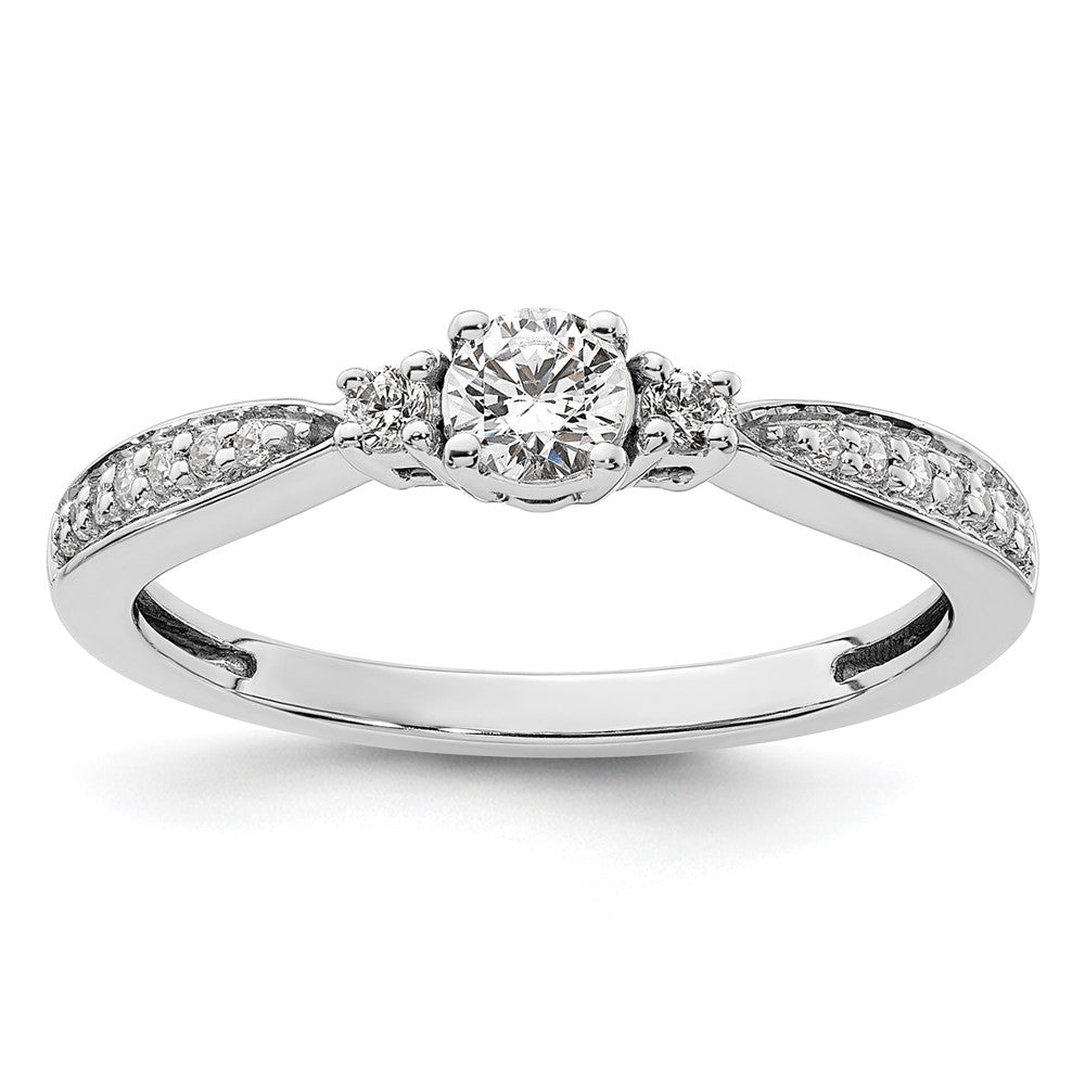 10k White Gold 1/3ct Lab Grown Diamond VS/SI+ G+ Comp Petite Eng Ring