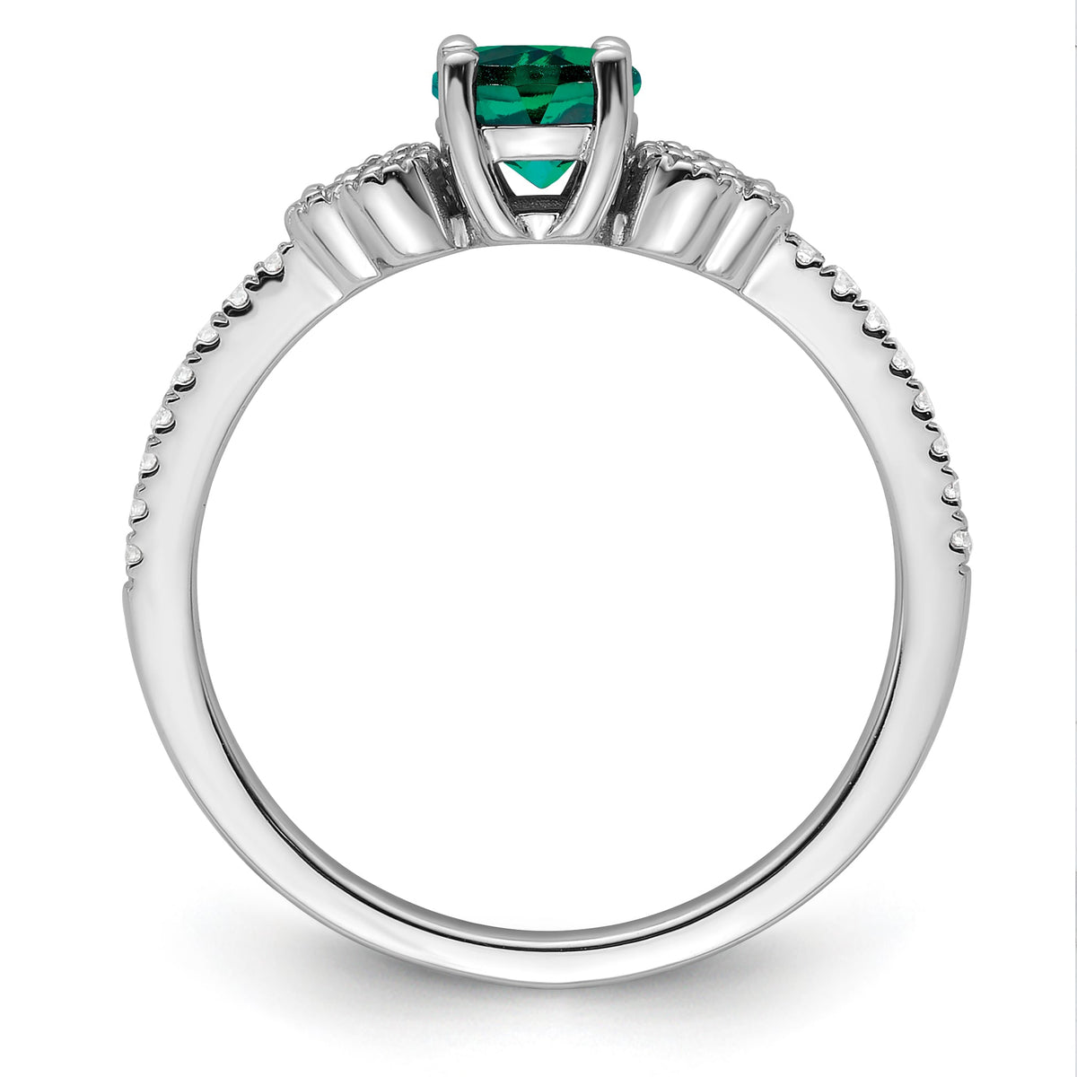 10kw Created Emerald & Lab Grown VS/SI FGH Dia Promise Ring