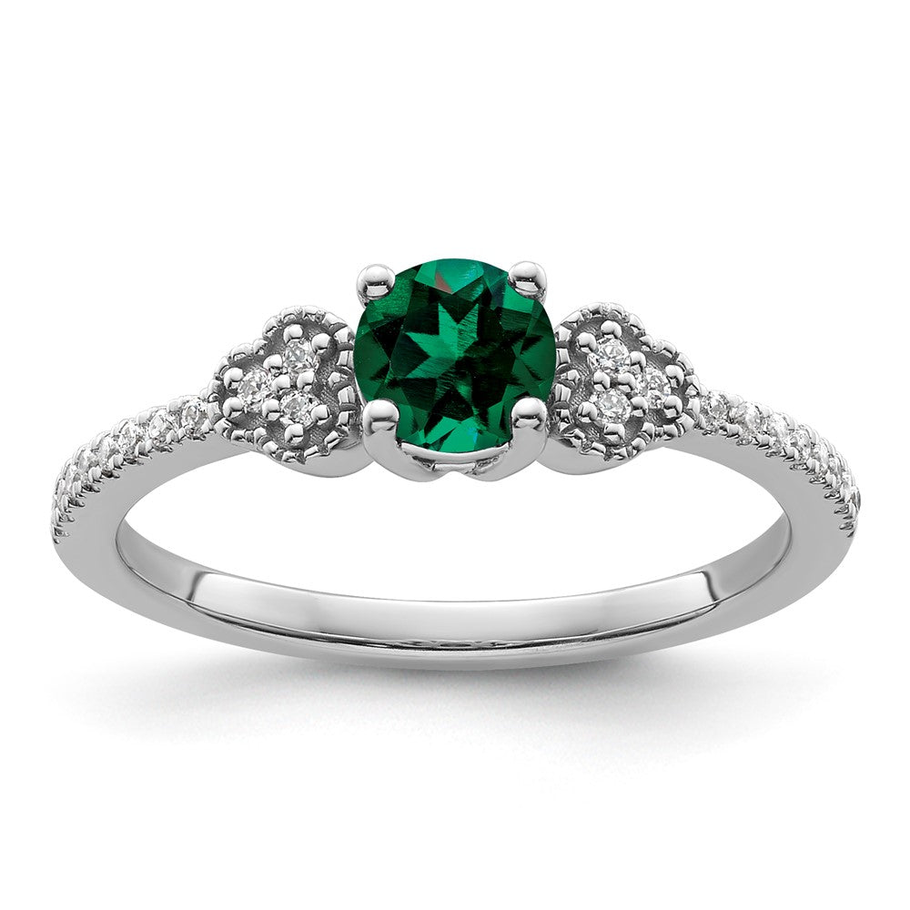 10kw Created Emerald & Lab Grown VS/SI FGH Dia Promise Ring