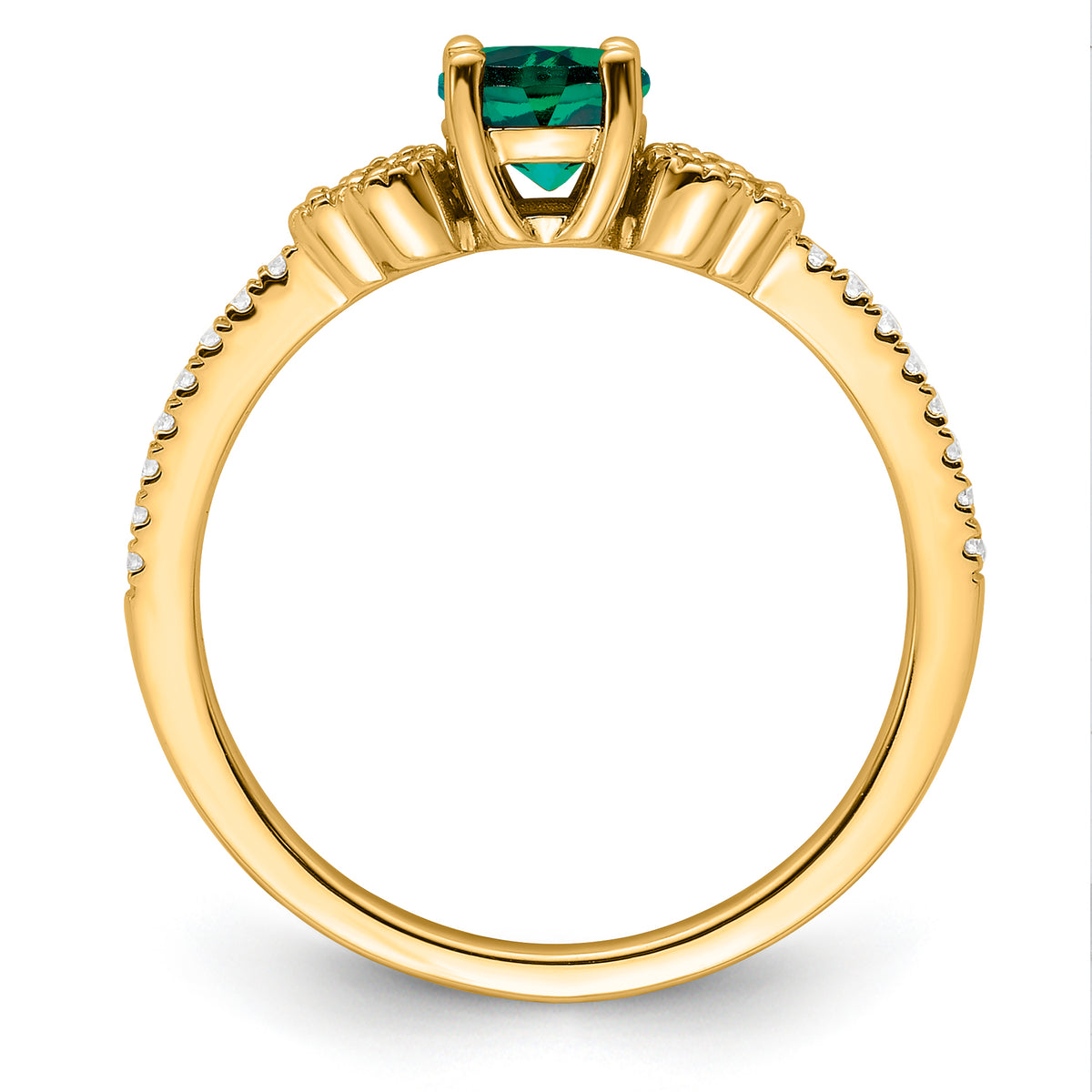 10ky Created Emerald & Lab Grown VS/SI FGH Dia Promise Ring