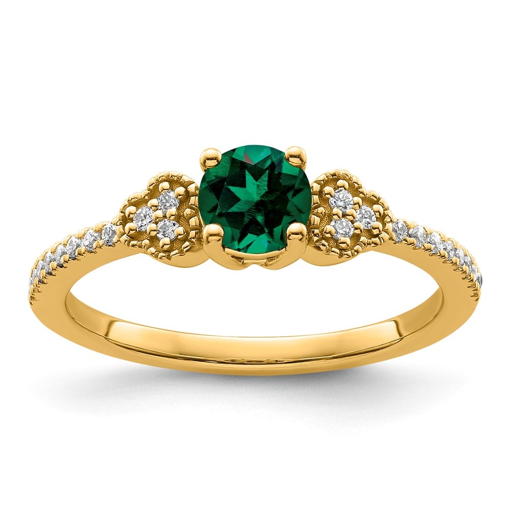 10ky Created Emerald & Lab Grown VS/SI FGH Dia Promise Ring