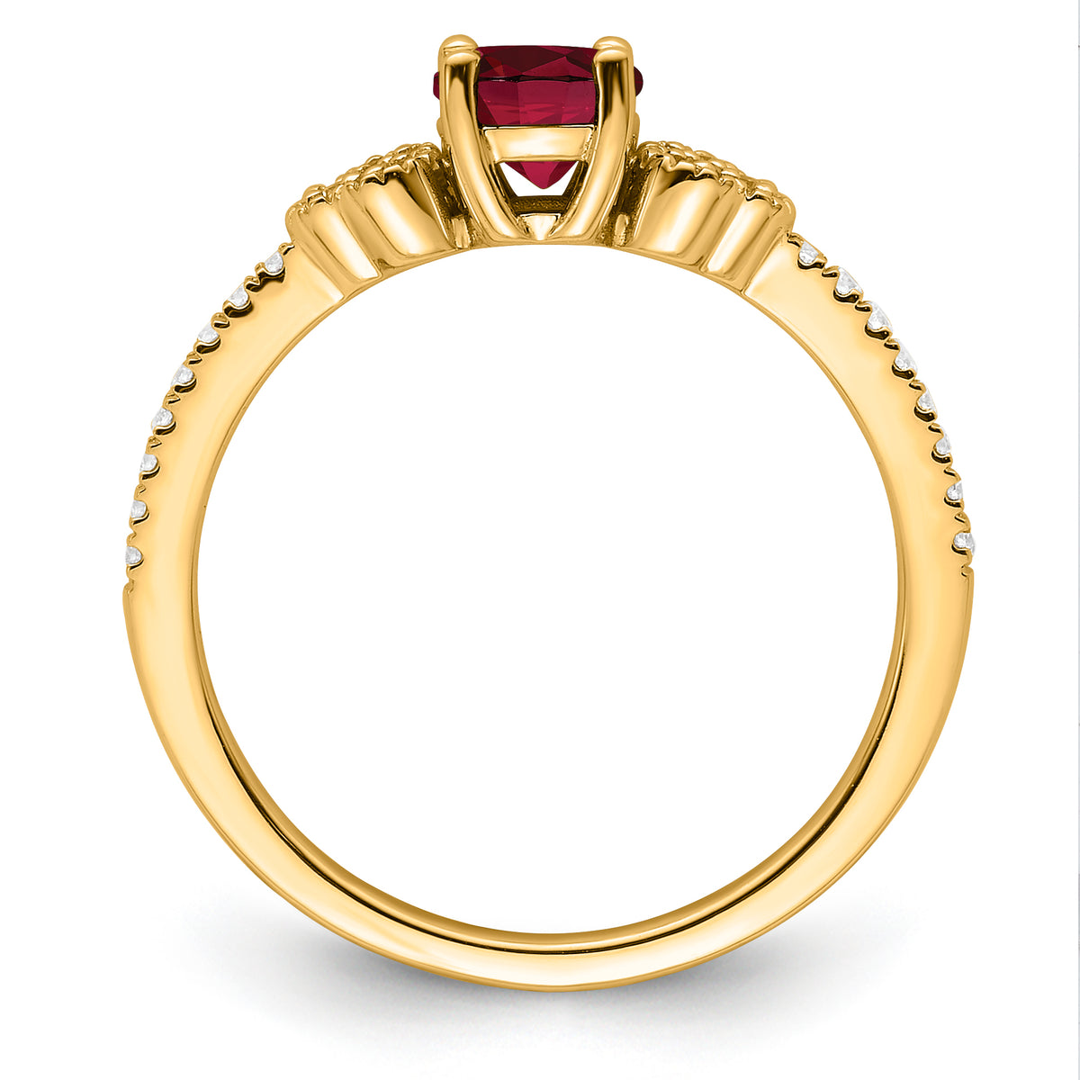 10ky Created Ruby & Lab Grown VS/SI FGH Dia Promise Ring