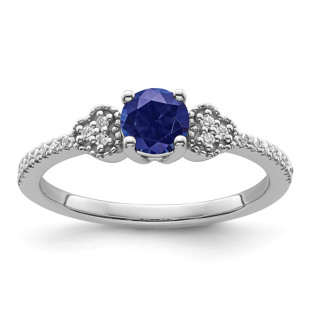 10kw Created Sapphire & Lab Grown VS/SI FGH Dia Promise Ring