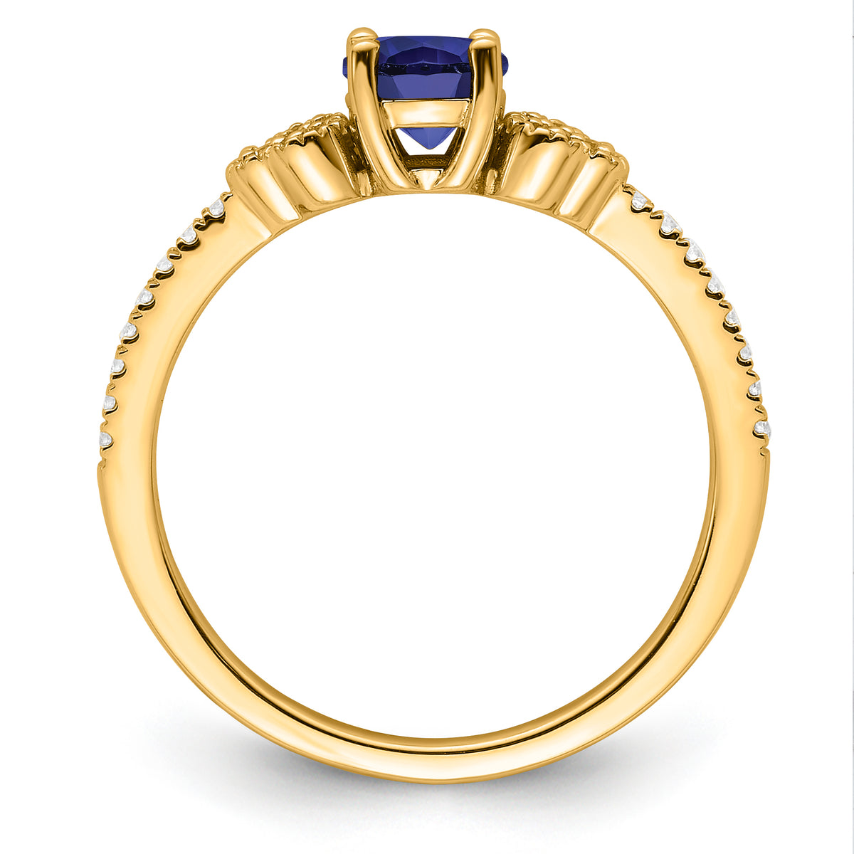 10ky Created Sapphire & Lab Grown VS/SI FGH Dia Promise Ring