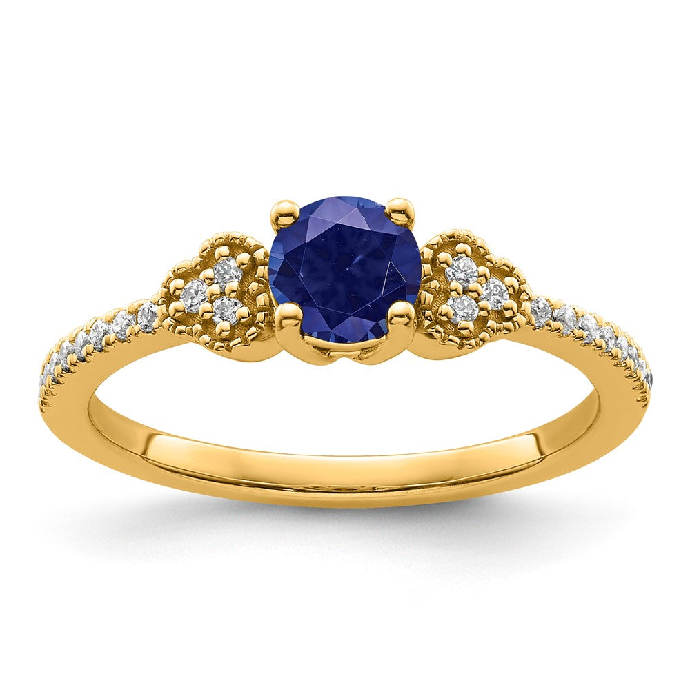 10ky Created Sapphire & Lab Grown VS/SI FGH Dia Promise Ring