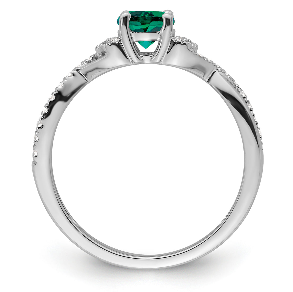 10kw Created Emerald & Lab Grown VS/SI FGH Dia Promise Ring