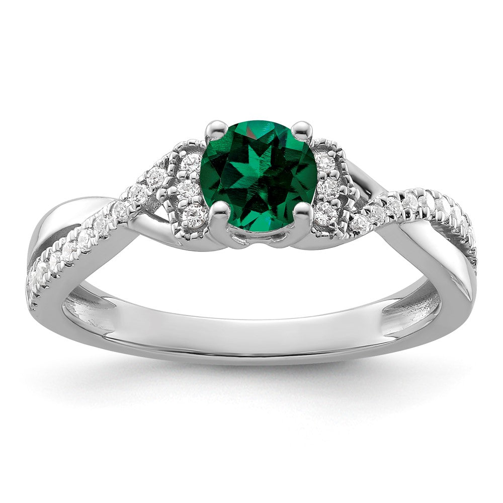 10kw Created Emerald & Lab Grown VS/SI FGH Dia Promise Ring