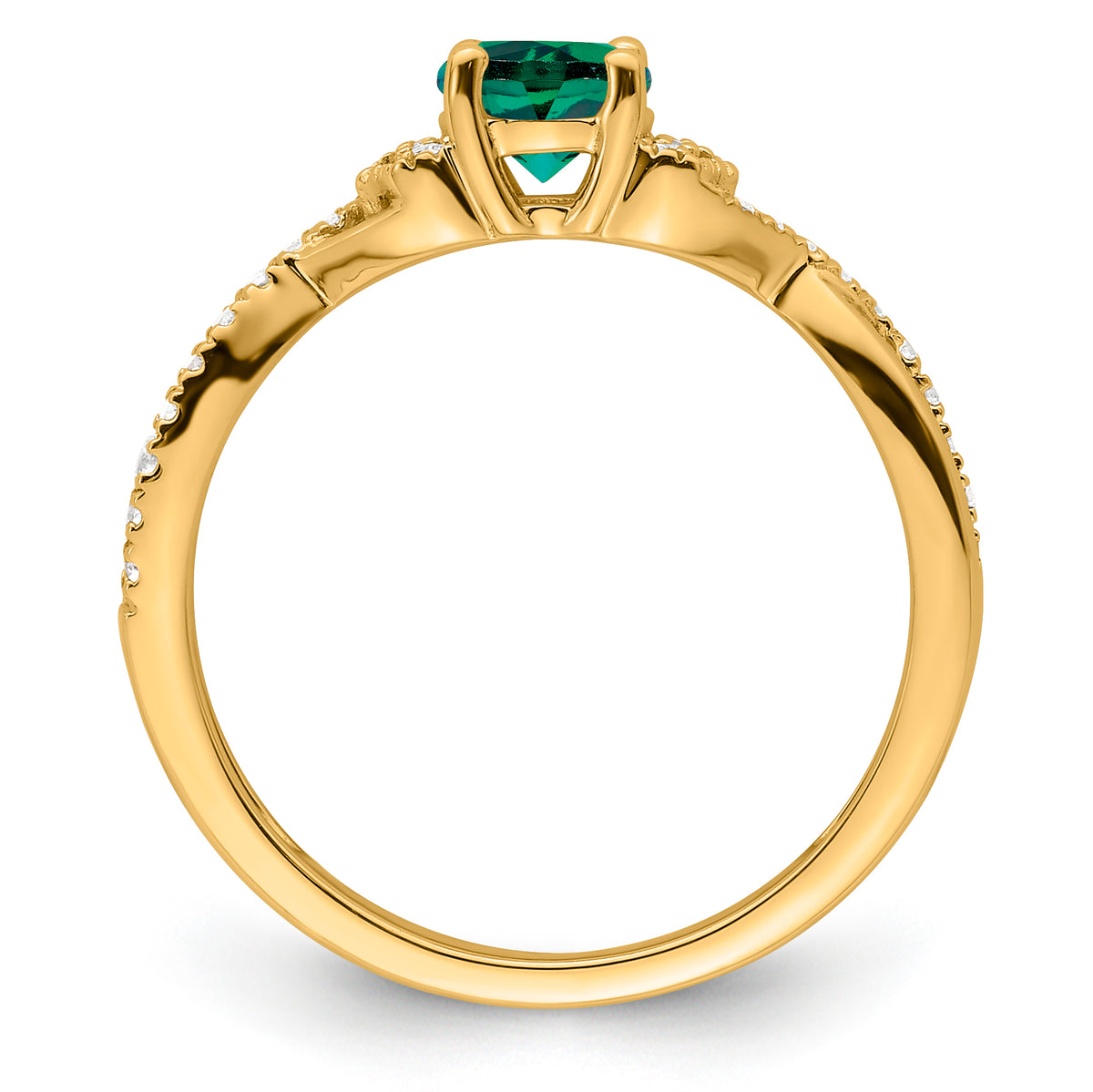 10ky Created Emerald & Lab Grown VS/SI FGH Dia Promise Ring