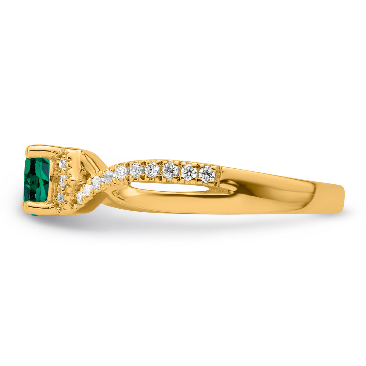 10ky Created Emerald & Lab Grown VS/SI FGH Dia Promise Ring