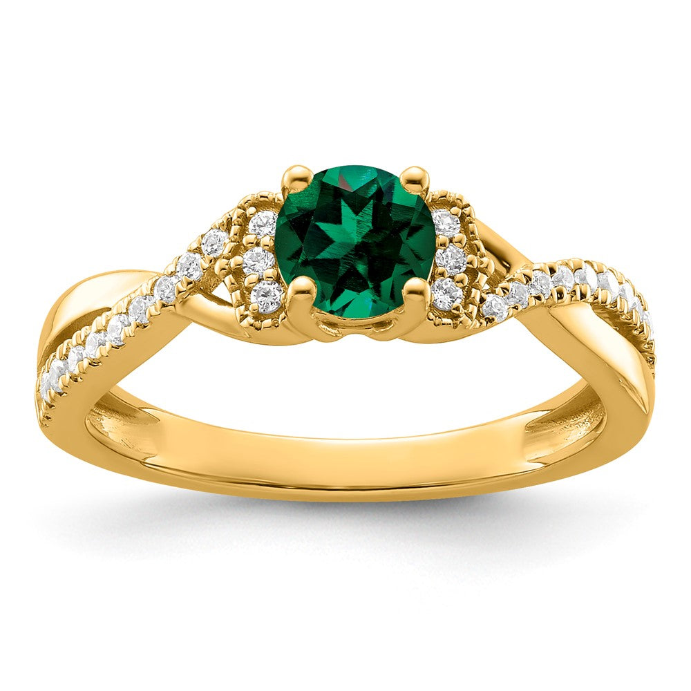 10ky Created Emerald & Lab Grown VS/SI FGH Dia Promise Ring