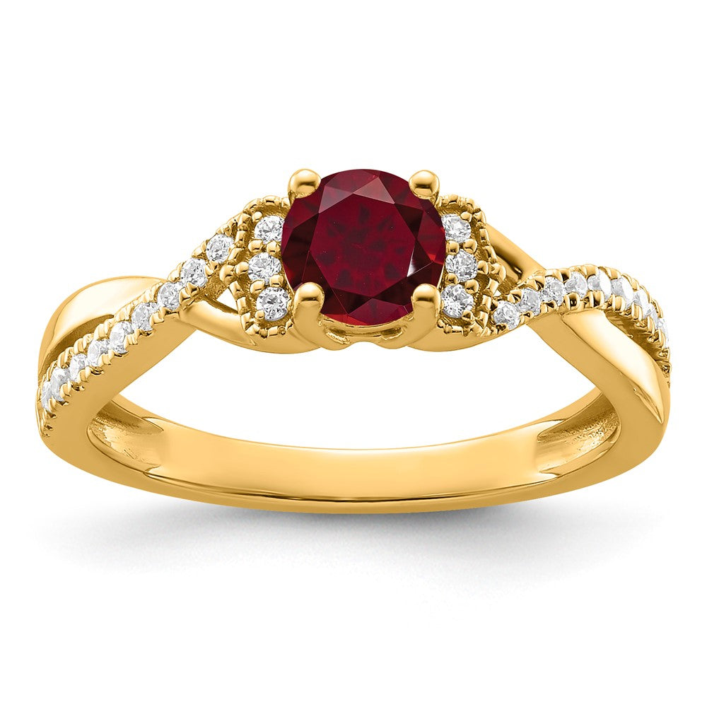 10ky Created Ruby & Lab Grown VS/SI FGH Dia Promise Ring