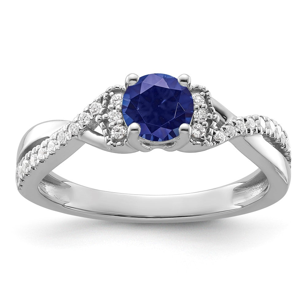 10kw Created Sapphire & Lab Grown VS/SI FGH Dia Promise Ring