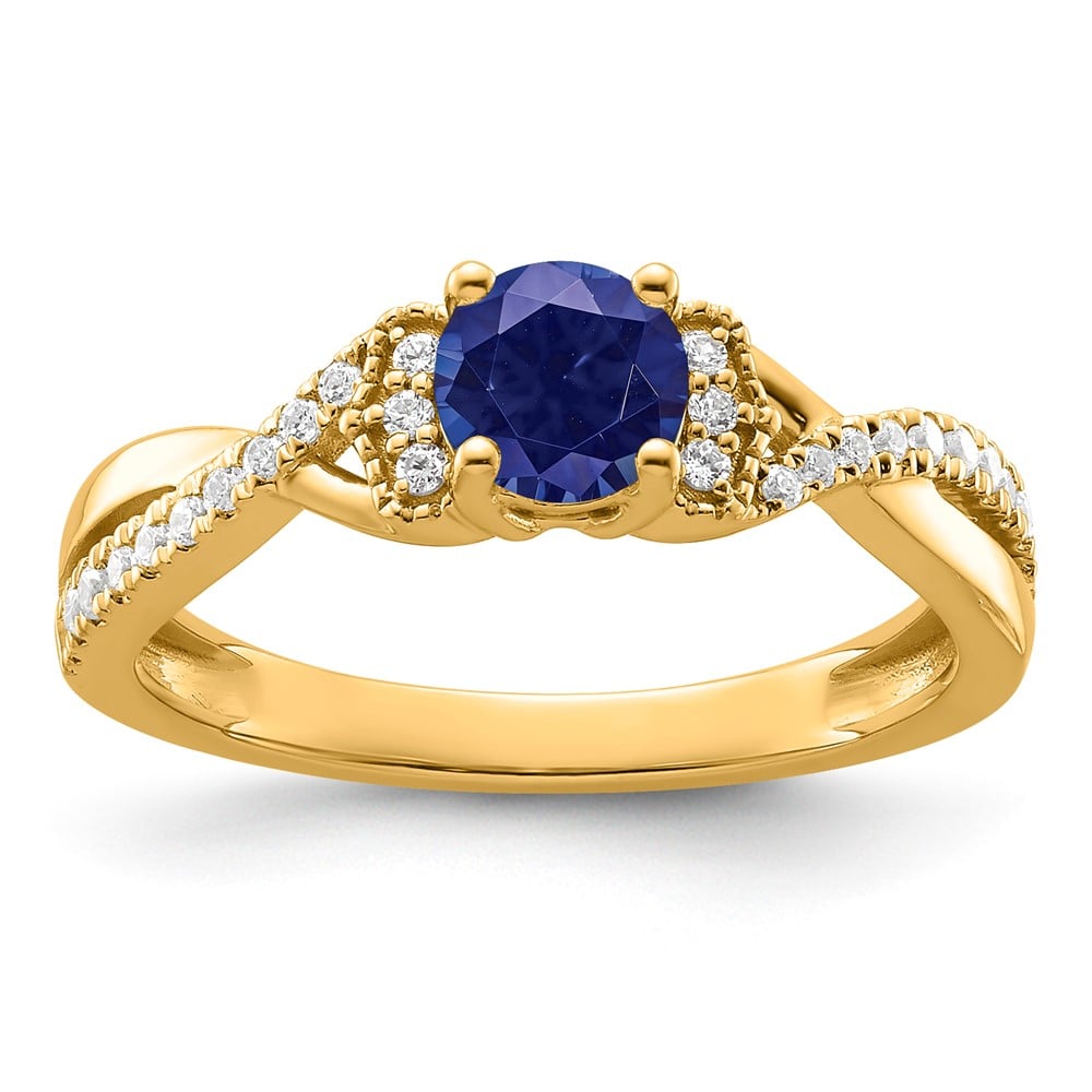 10ky Created Sapphire & Lab Grown VS/SI FGH Dia Promise Ring