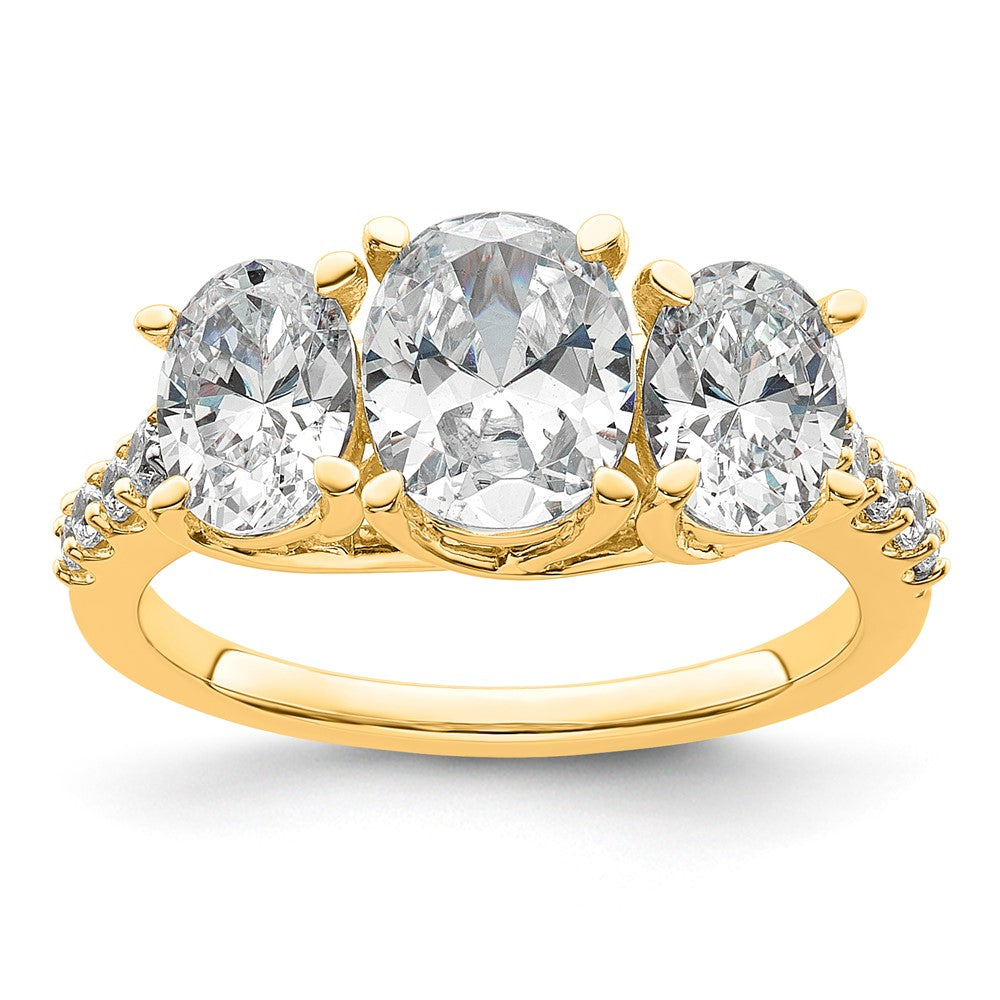 14k 1/5ct Lab Grown Diamond VS+ F+ Oval Center Semi 3 Stone Eng Ring
