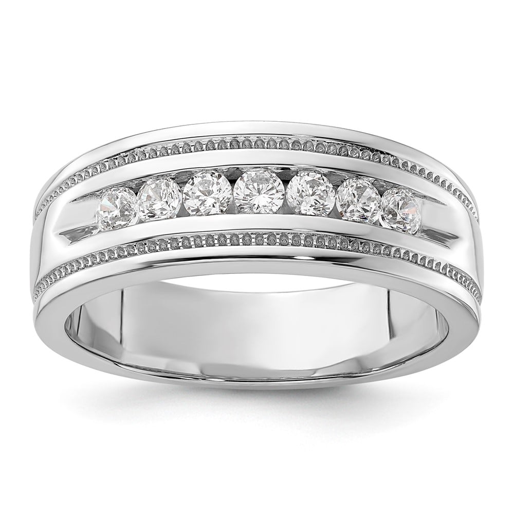 10K White Gold VS/SI FGH Lab Grown Diamond Mens Ring