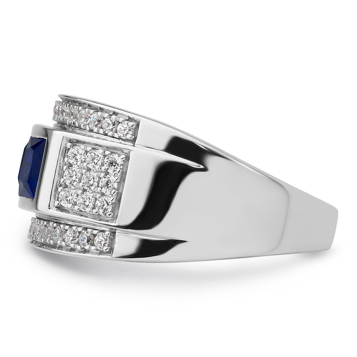 10K WG VS/SI FGH Lab Grown Diamond & Cr. Sapphire Mens Ring