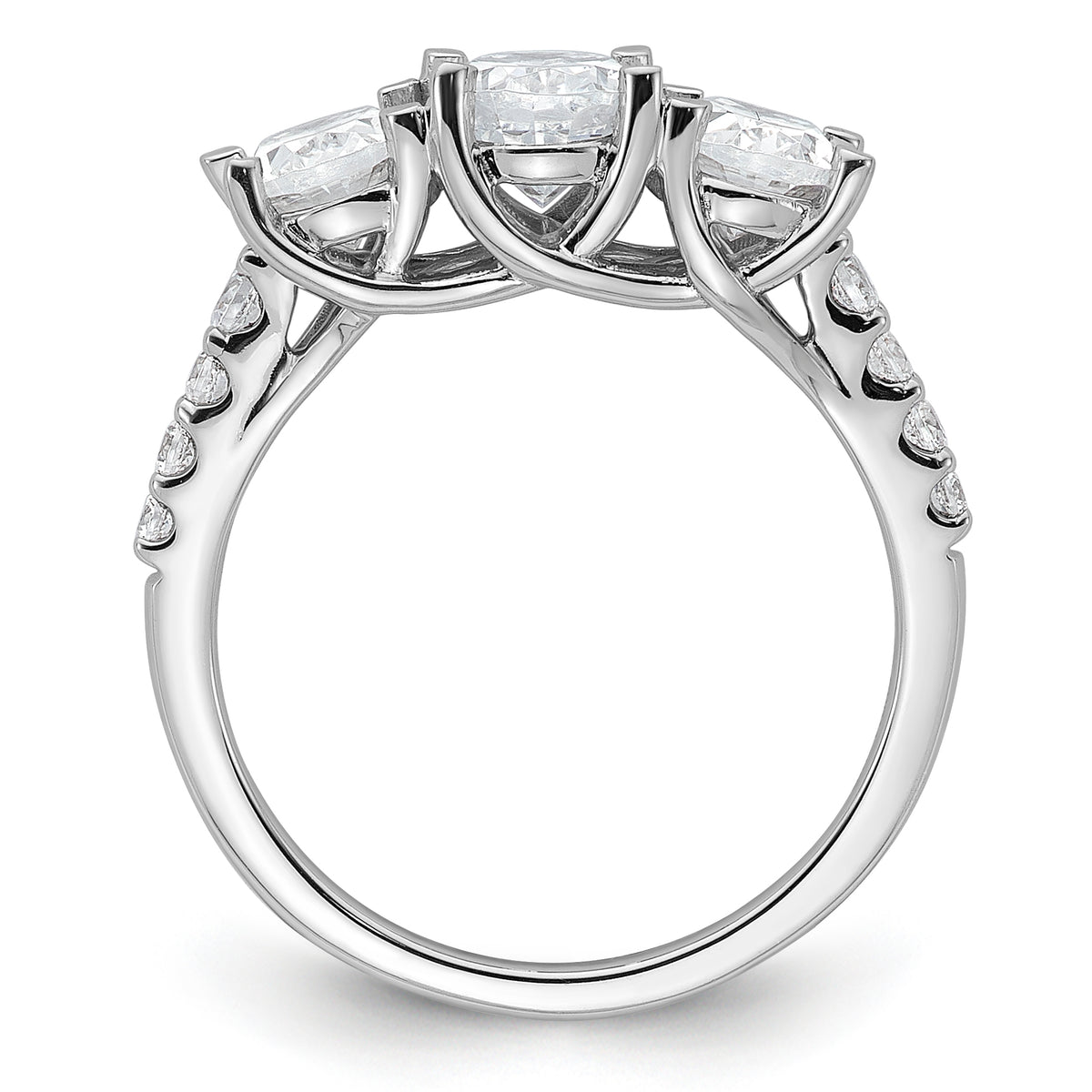 14K WG VS/SI FGH Lab Grown Diamond Complete 3-stone Ring