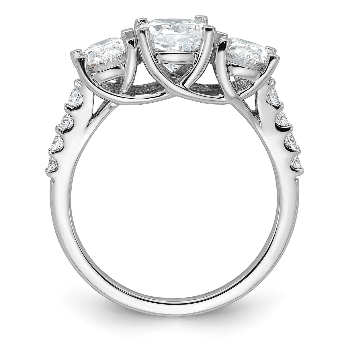 14K WG VS/SI FGH Lab Grown Diamond Complete 3-stone Ring