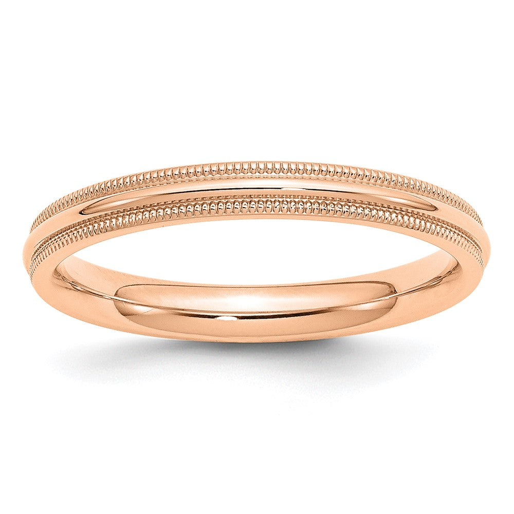 14K Rose Gold 3mm Milgrain Comfort Fit Band Size 10