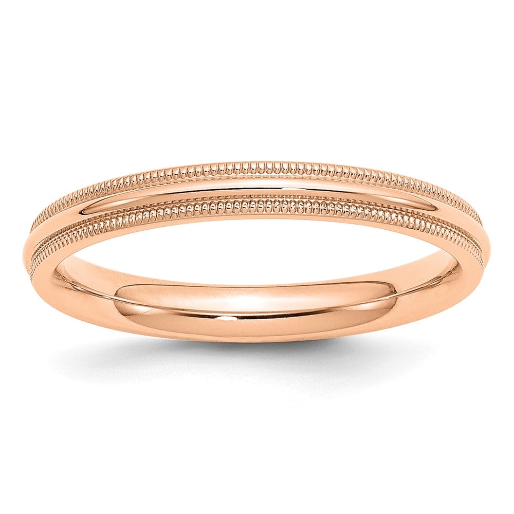 14K Rose Gold 3mm Milgrain Comfort Fit Band Size 11
