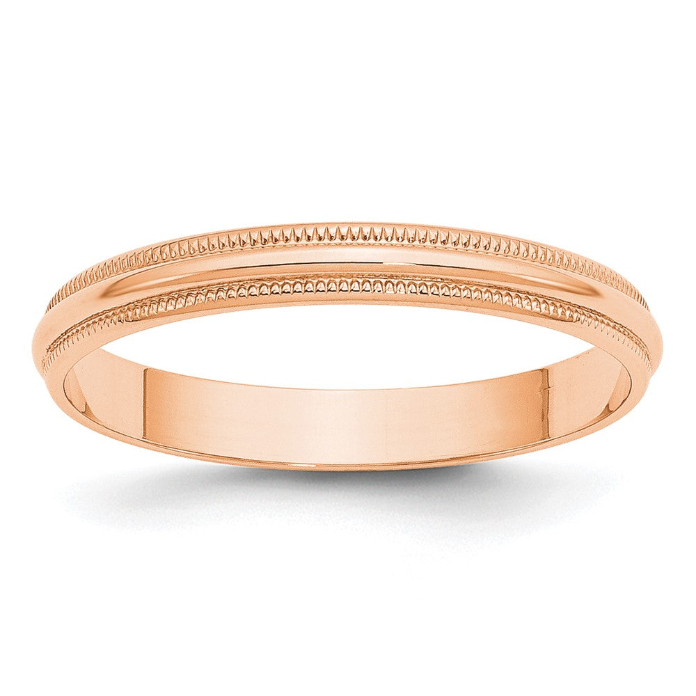 14k Rose Gold 3mm LTW Milgrain Half Round Band