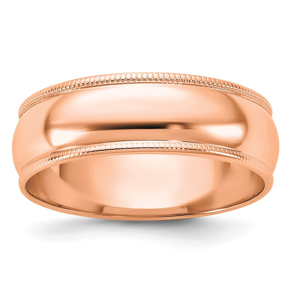14k Rose Gold 6mm LTW Milgrain Half Round Band