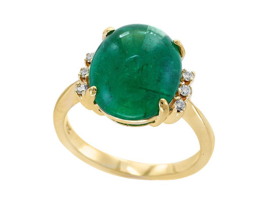 EFFY 14K YELLOW GOLD DIAMOND,NATURAL EMERALD RING