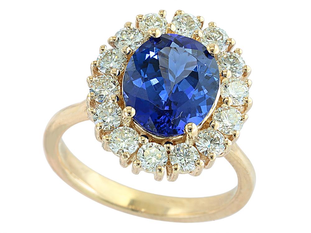 EFFY 14K YELLOW GOLD DIAMOND,TANZANITE RING