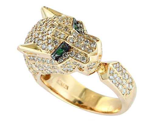 EFFY 14K YELLOW GOLD DIAMOND,NATURAL EMERALD RING