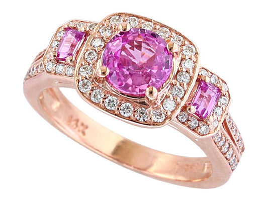 EFFY 14K ROSE GOLD DIAMOND,PINK SAPPHIRE RING