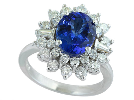 EFFY 14K WHITE GOLD DIAMOND,TANZANITE RING