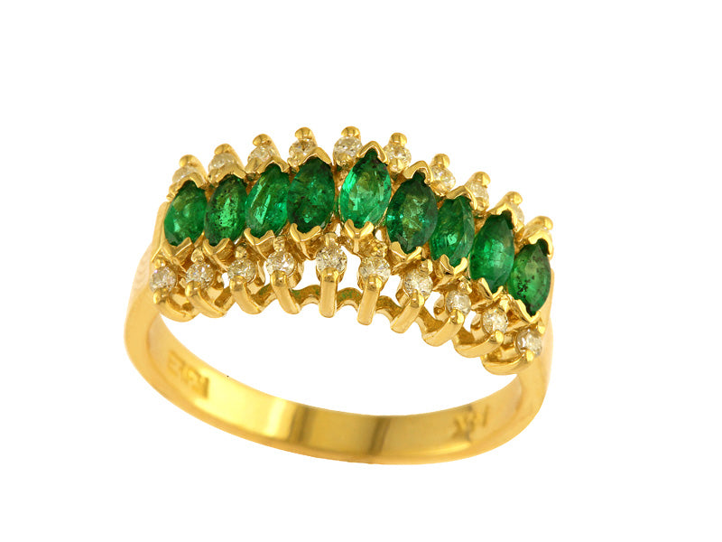 EFFY 14K YELLOW GOLD DIAMOND,NATURAL EMERALD RING