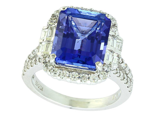 EFFY 14K WHITE GOLD DIAMOND,TANZANITE RING