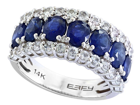 EFFY 14K WHITE GOLD DIAMOND,NATURAL SAPPHIRE,WHITE SAPPHIRE RING