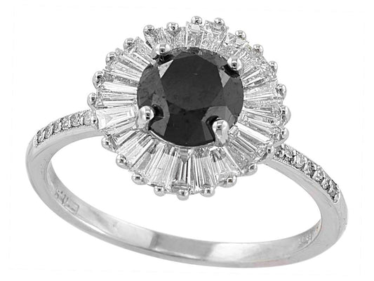 EFFY 14K WHITE GOLD DIAMOND,BLACK DIAMOND RING