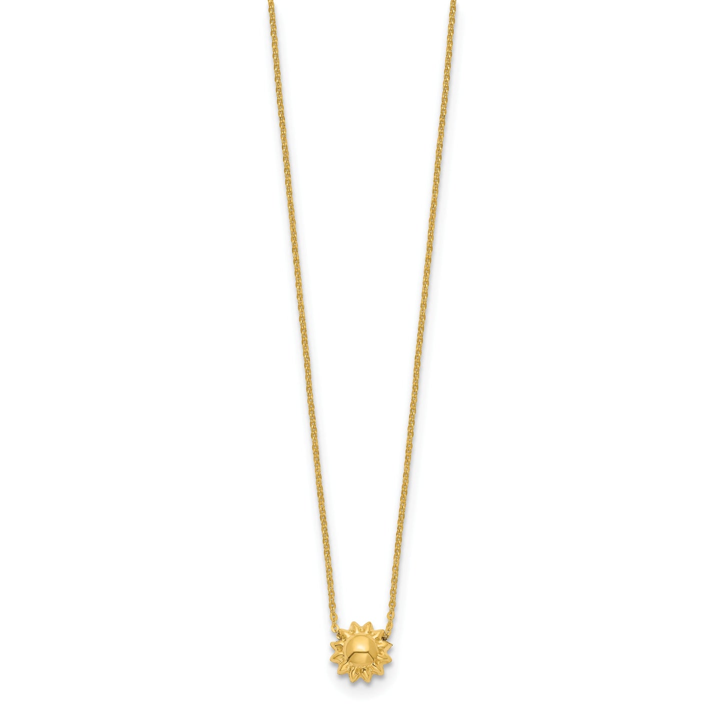 14k Polished Puffed Sun 16.5in Necklace