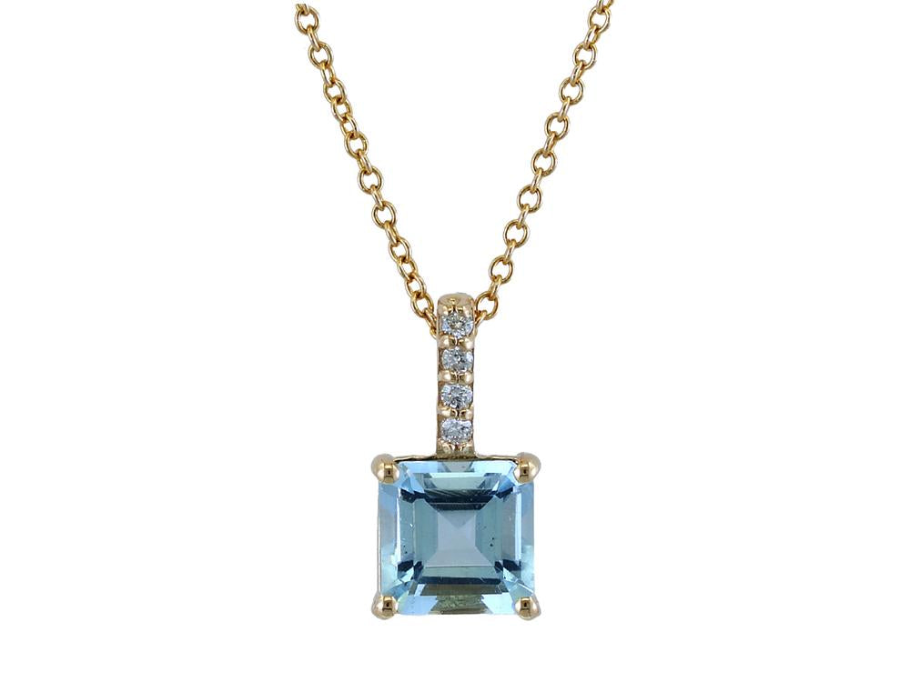 EFFY 14K YELLOW GOLD DIAMOND,AQUAMARINE PENDANT